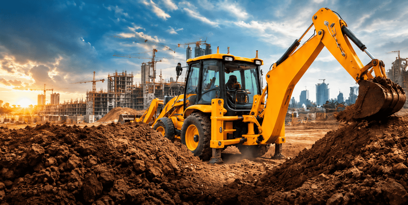 compressO-Golden Hour JCB at Urban Construction Site