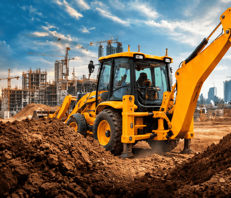 compressO-Golden Hour JCB at Urban Construction Site