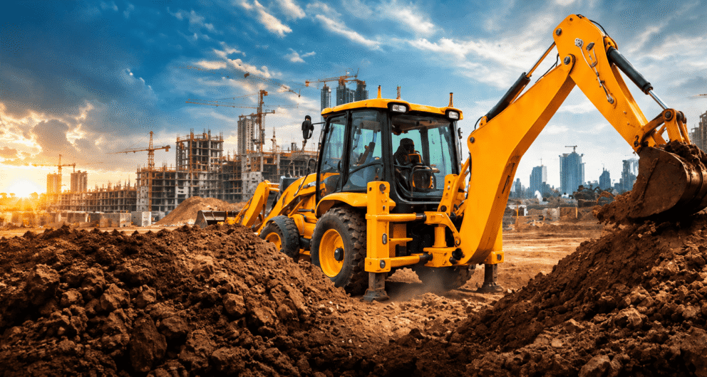 compressO-Golden Hour JCB at Urban Construction Site