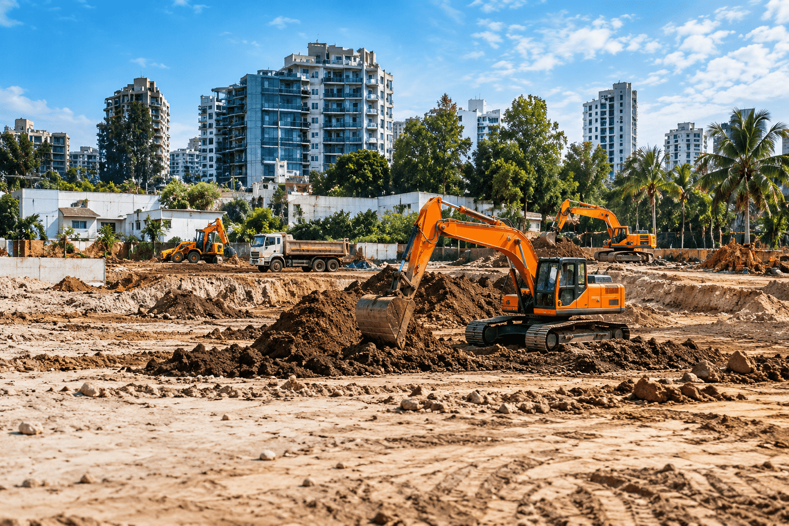 compressO-Urban Excavation with Orange Excavators